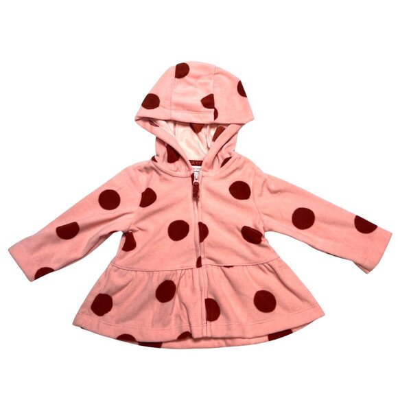 Carter's Other - Carters Baby Girl Hooded Pink Polka Dot Fleece Jacket 6M Warm Long Sleeve NWT